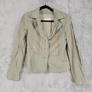 Monica Ricci Jacket Womens 6 Metallic Green Slim Fit Workwear Office Elegant